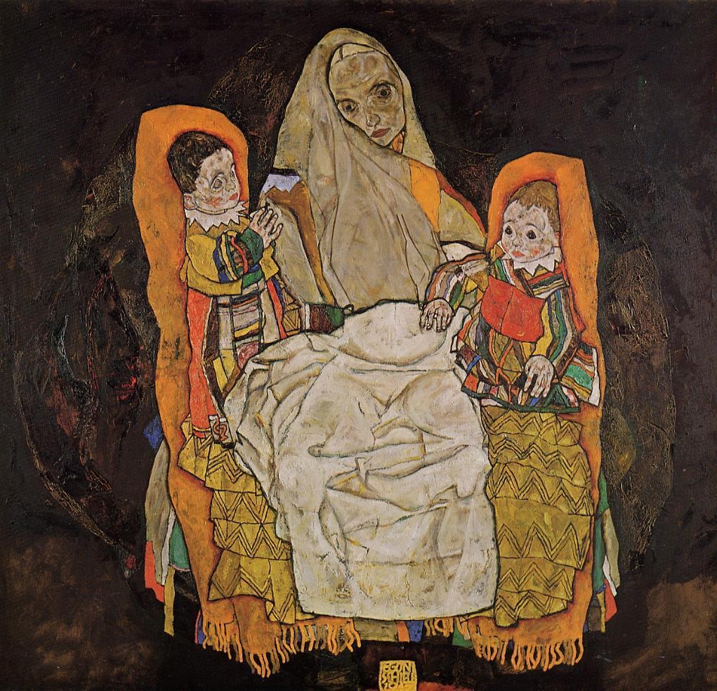 Mother with Two Children , 1917 by Egon Schiele