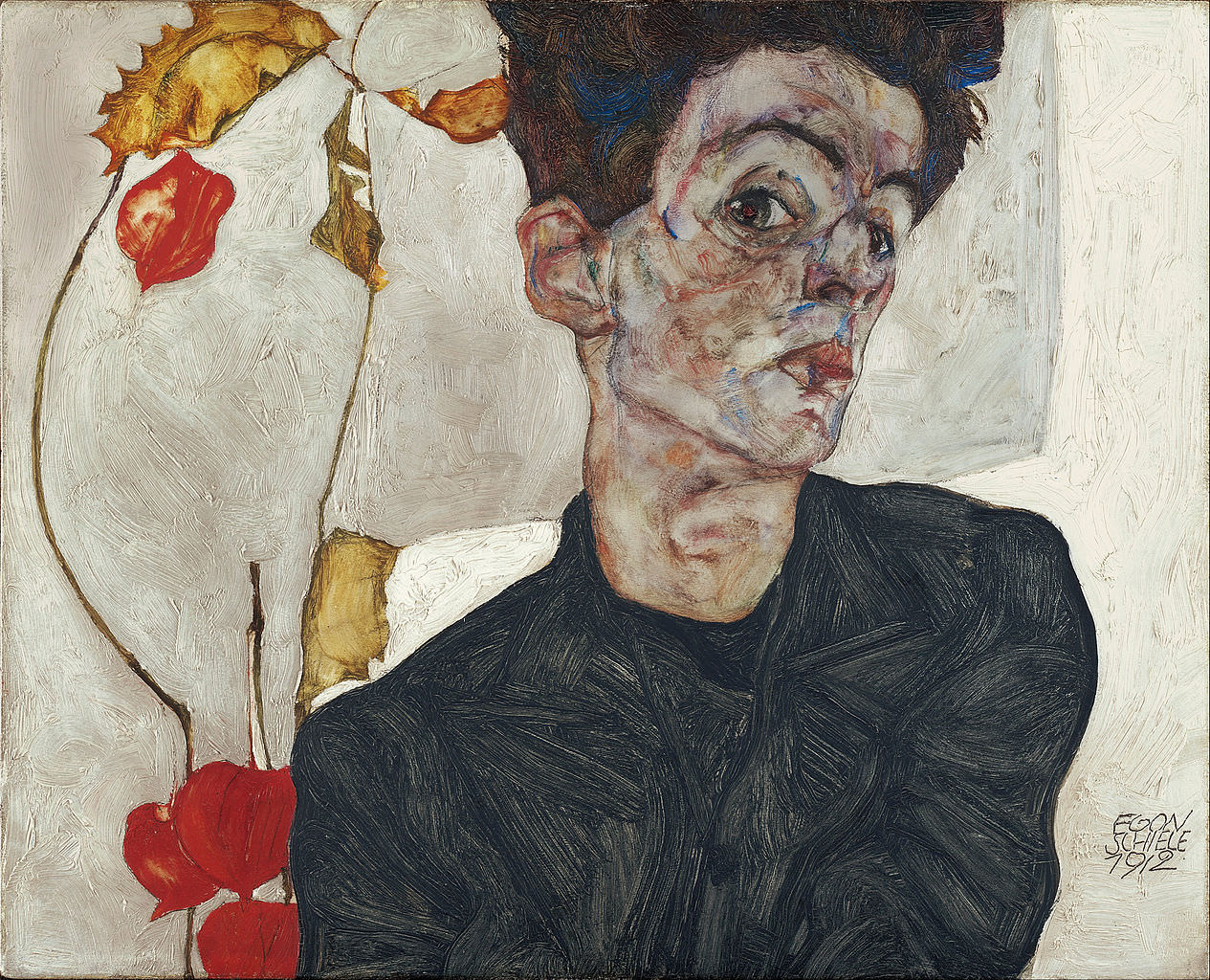 Self Portrait with Physalis, 1915 by Egon Schiele