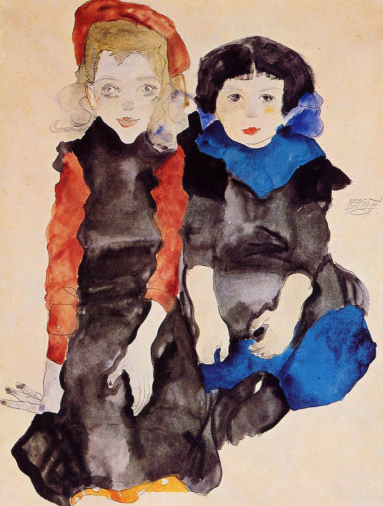 Two Little Girls, 1911 by Egon Schiele