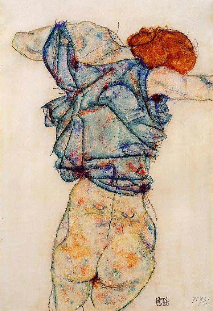 Woman Undressing, 1914  by Egon Schiele