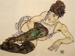 Reclining Woman with Green Stockings by Egon Schiele