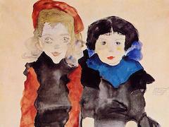 Two Little Girls by Egon Schiele